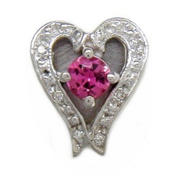 B3774 14K ROUND PINK TOURMALINE & DIAMOND SLIDE 